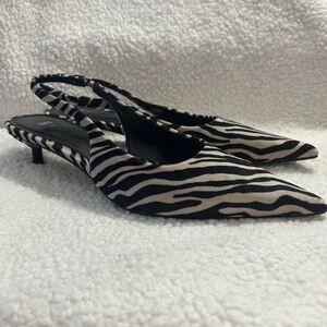 Zara Zebra Animal Print Kitten Heel